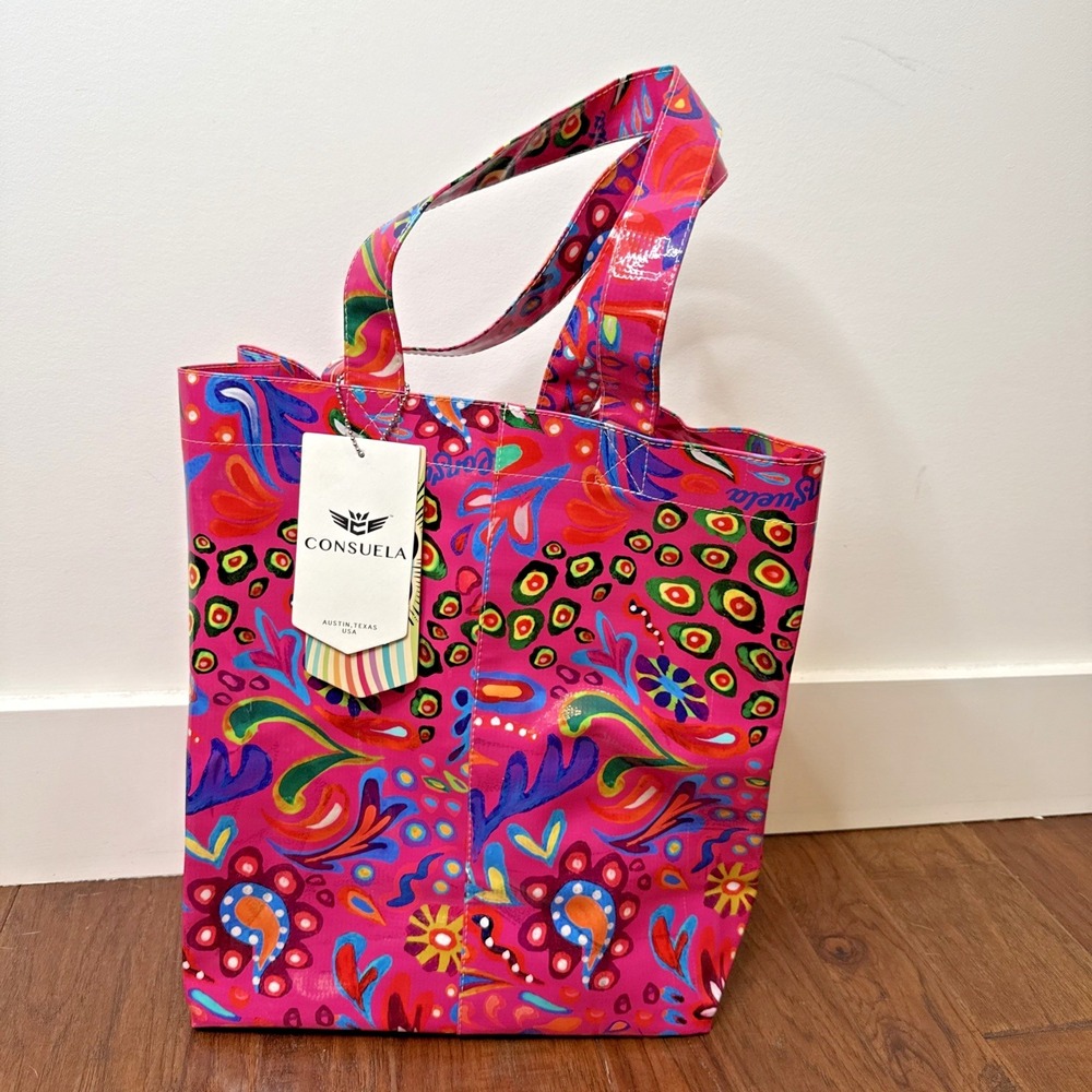 NEW Consuela Grab N Go Shopping Beach Tote Bag Ceci Colorful Travel Vacation Art